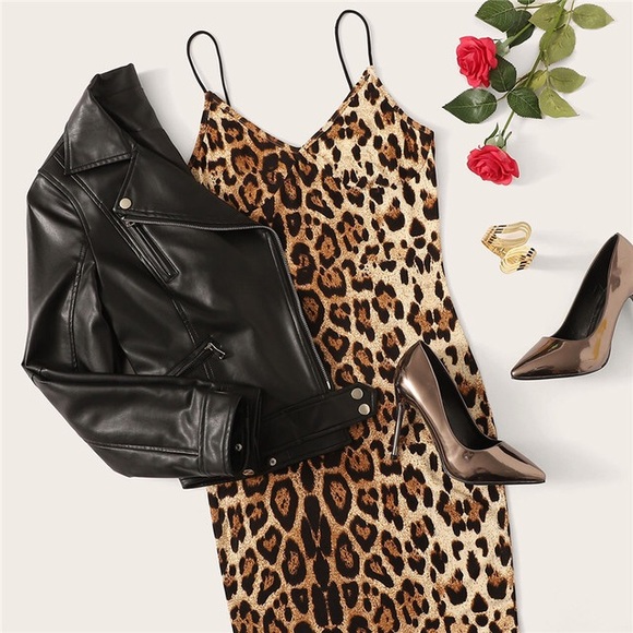 👠 New Women’s Pencil Bodycon Midi Dress Leopard - Picture 3 of 8